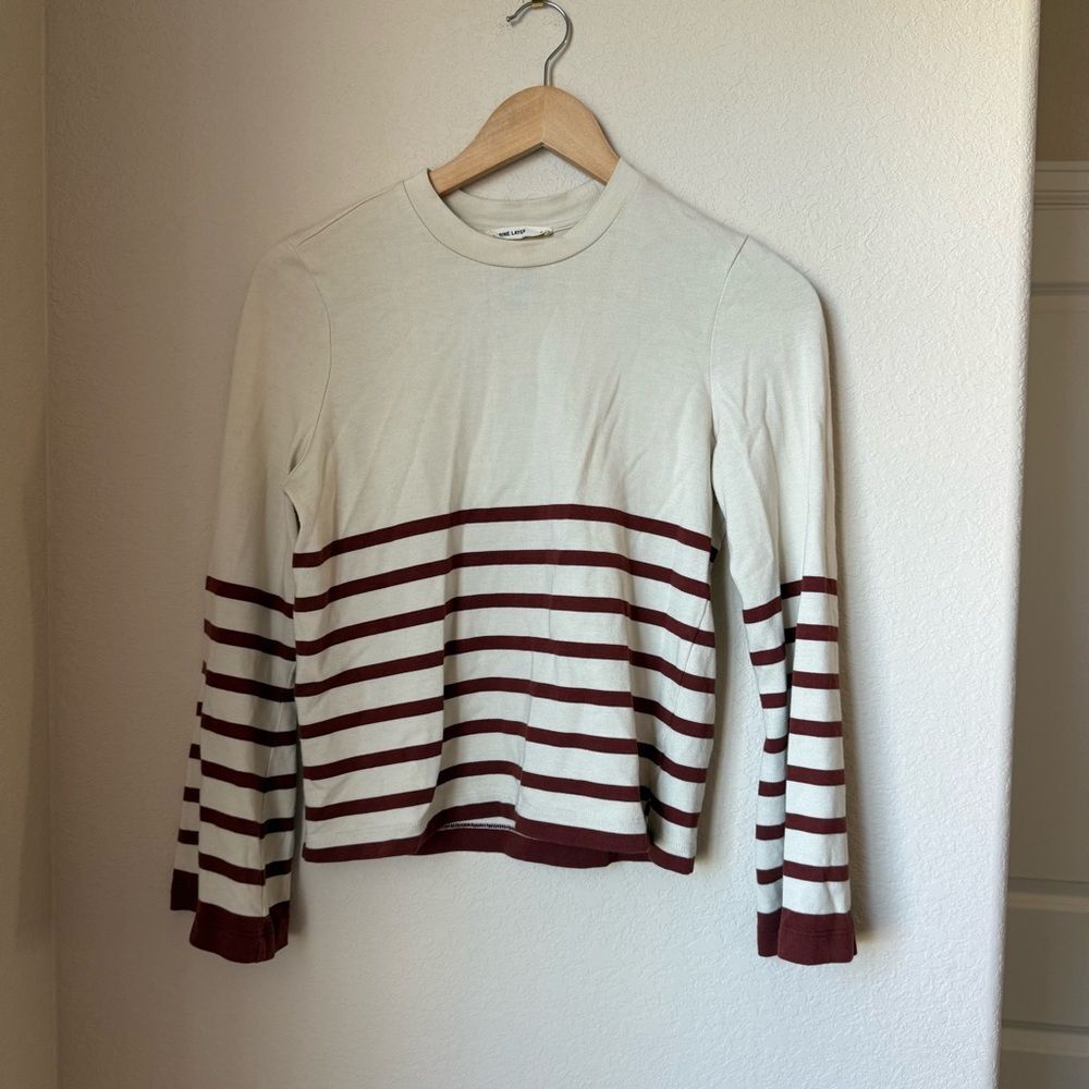 Marine Layer Suri Top Natural/Red Stripe Size Small